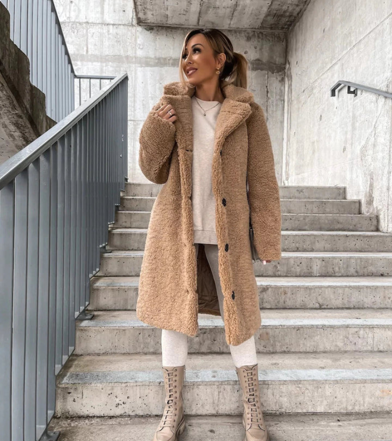 Damen Trendiger Langer Wintermantel