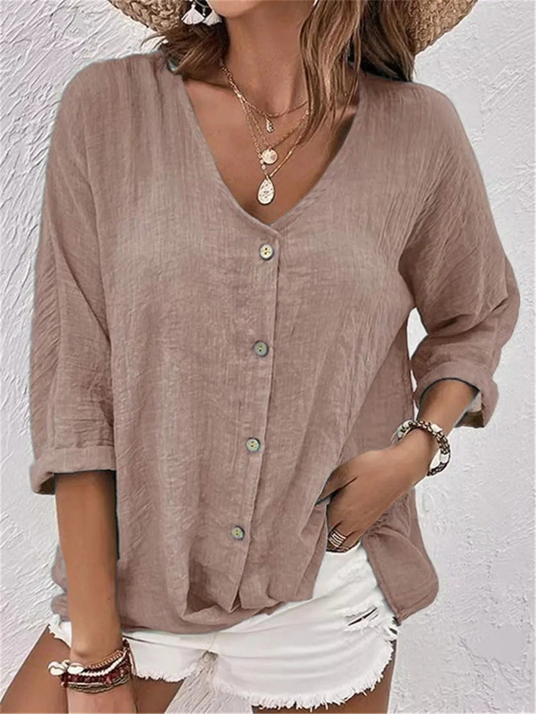 Atmungsaktive Bluse mit V-Ausschnitt