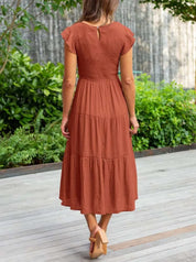 Damen Elegantes Rüschenkleid
