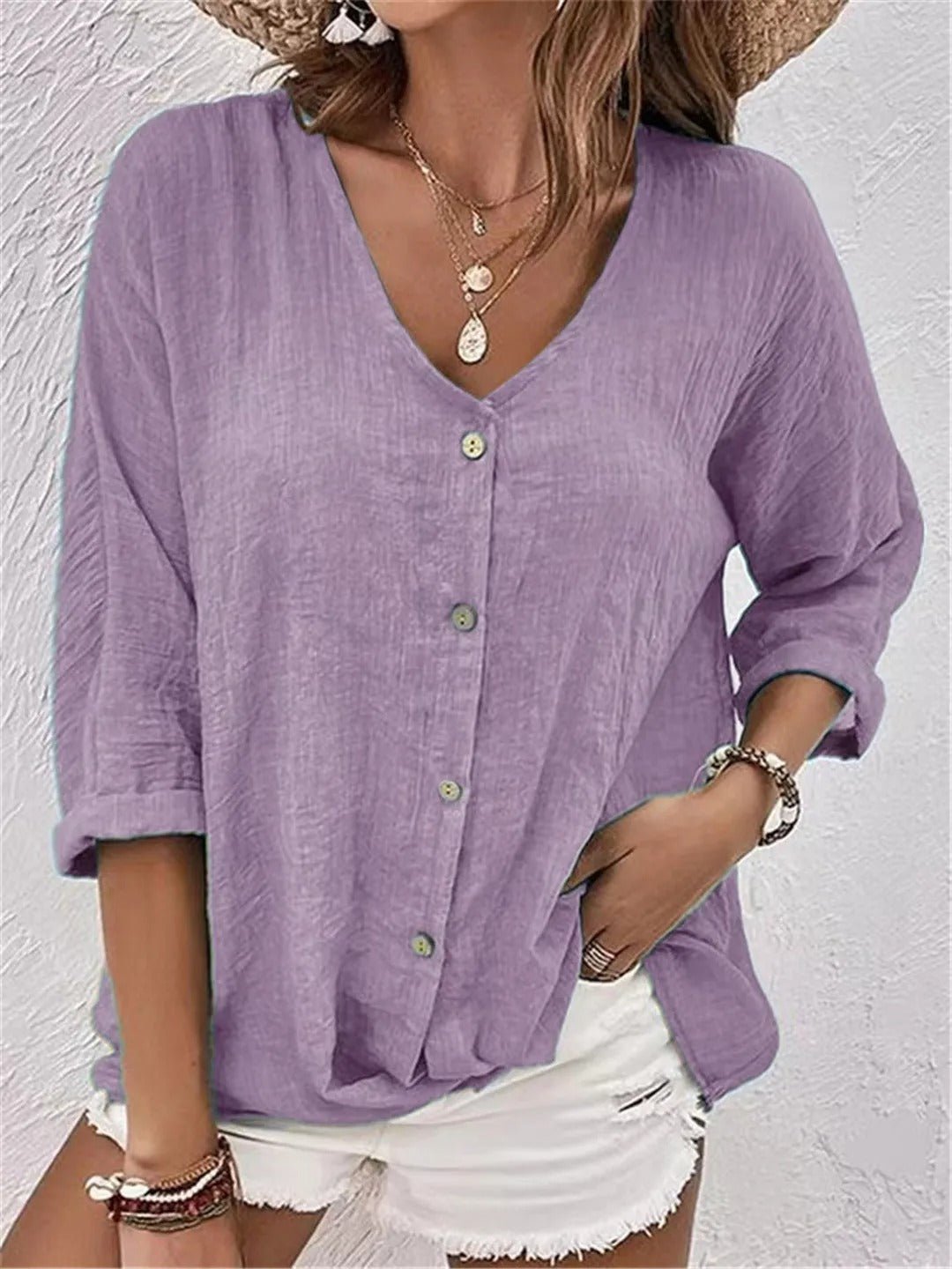 Atmungsaktive Bluse mit V-Ausschnitt