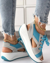 Kontrastfarbene Muffin Sandalen
