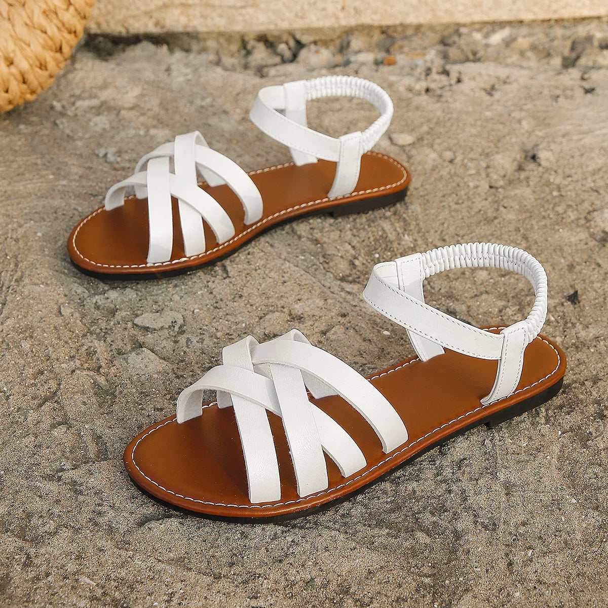 Flache Damen Riemchensandalen