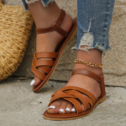 Flache Damen Riemchensandalen