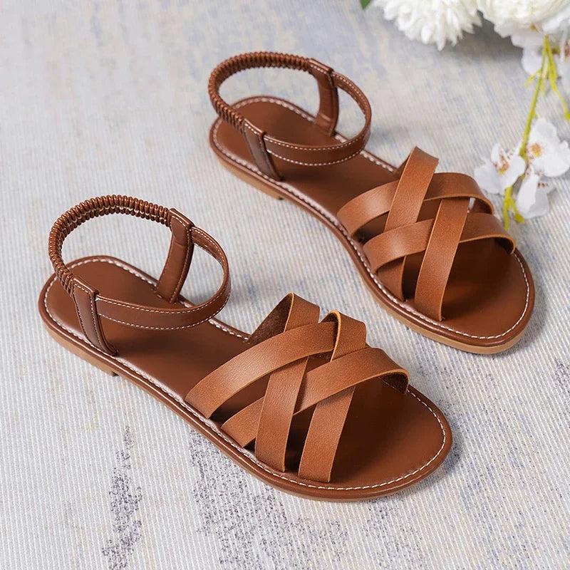 Flache Damen Riemchensandalen