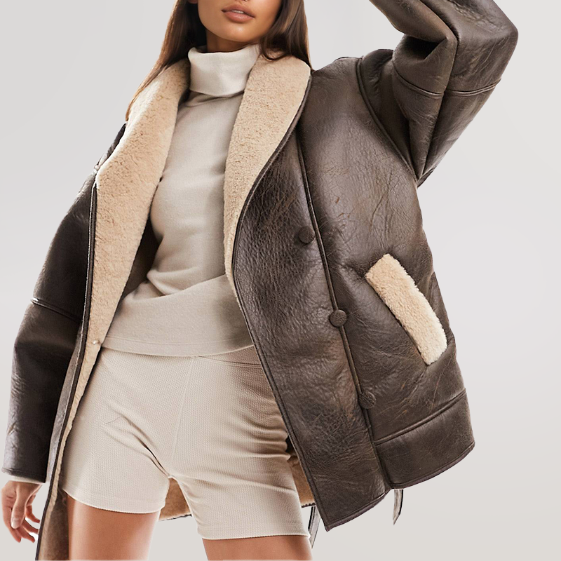 Damen Winterjacke mit Gürtel und Futter