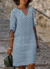 Bequem Sommerkleid mit V-Ausschnitt