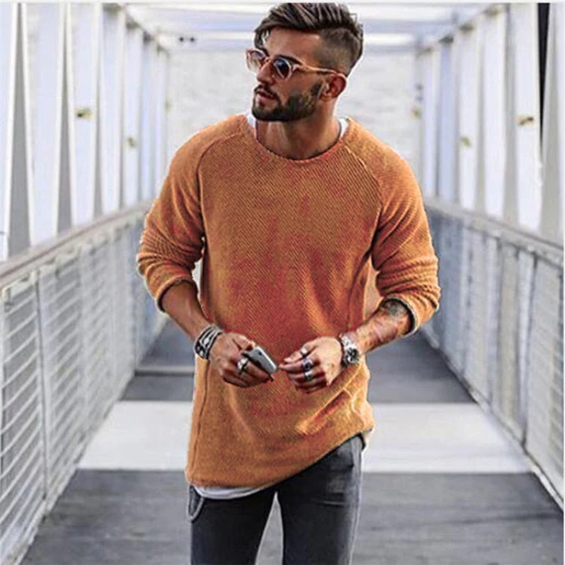 Herren Lange Strickpullover Sweatshirt
