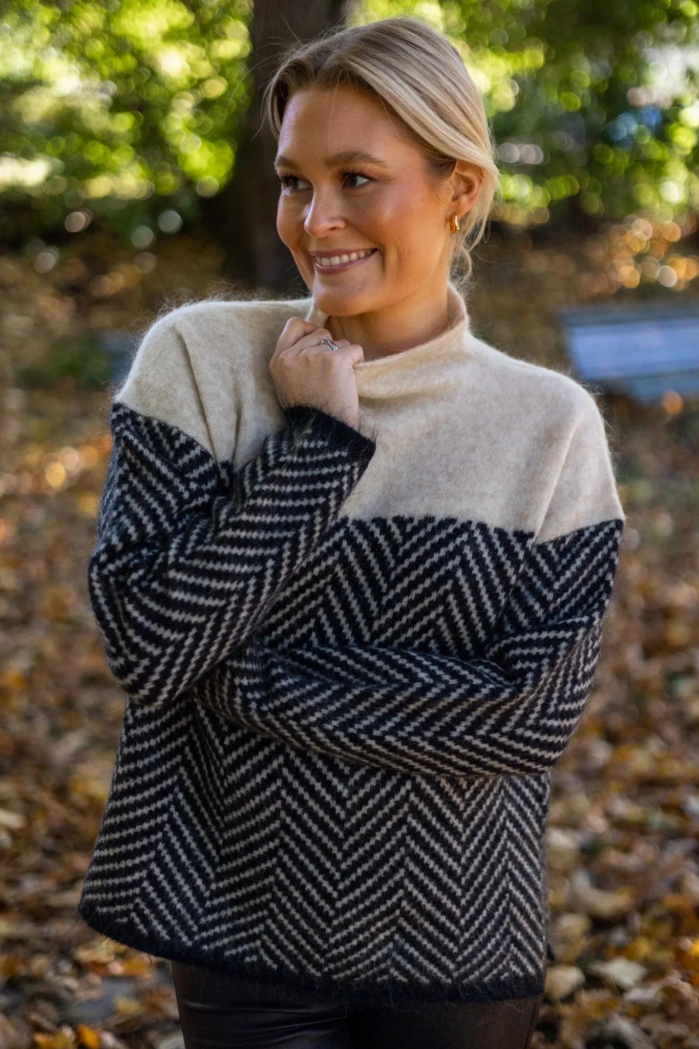Dory Zweifarbiger Rollkragenpullover aus Baumwolle Sedore