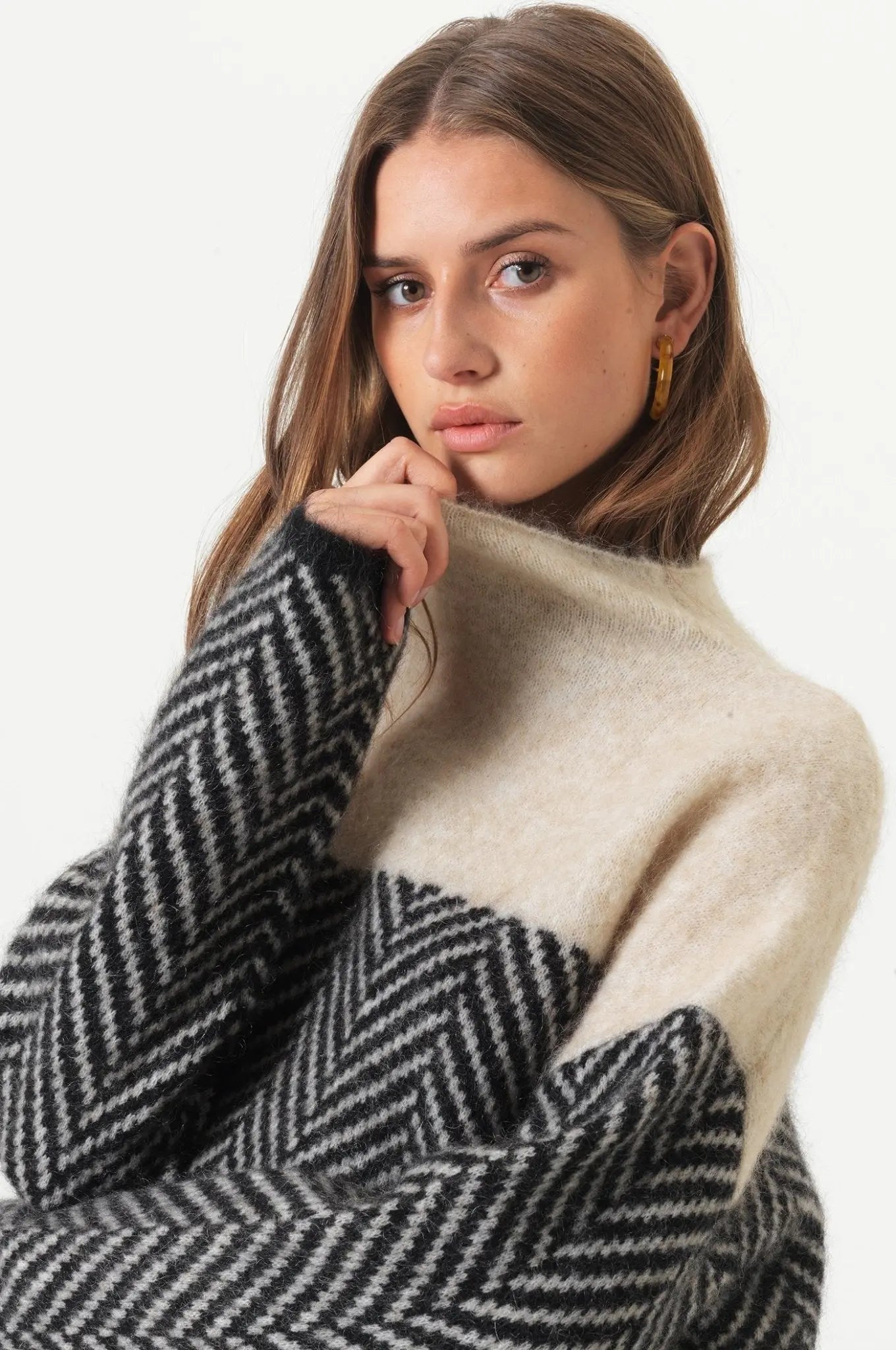 Dory Zweifarbiger Rollkragenpullover aus Baumwolle Sedore