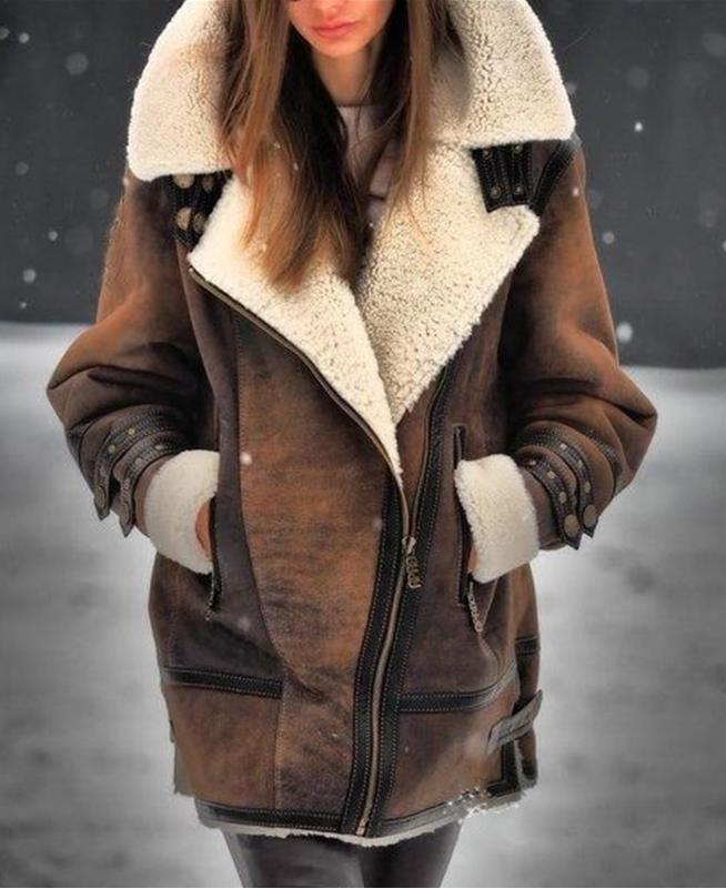 Damen Lange Winterjacke mit Kragen