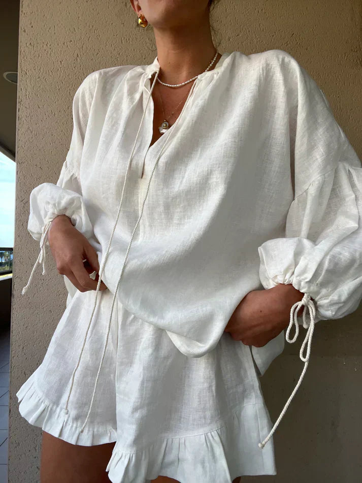 Shorts mit Knopftaschen & Langarm-Top