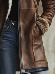 Damen Lange Winterjacke mit Kragen