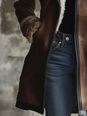 Damen Lange Winterjacke mit Kragen