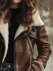 Damen Lange Winterjacke mit Kragen