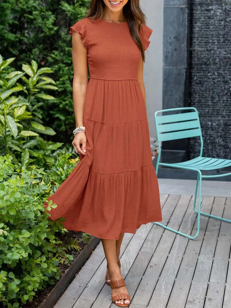 Damen Elegantes Rüschenkleid
