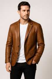 Klassische Reverskragen Lederjacke
