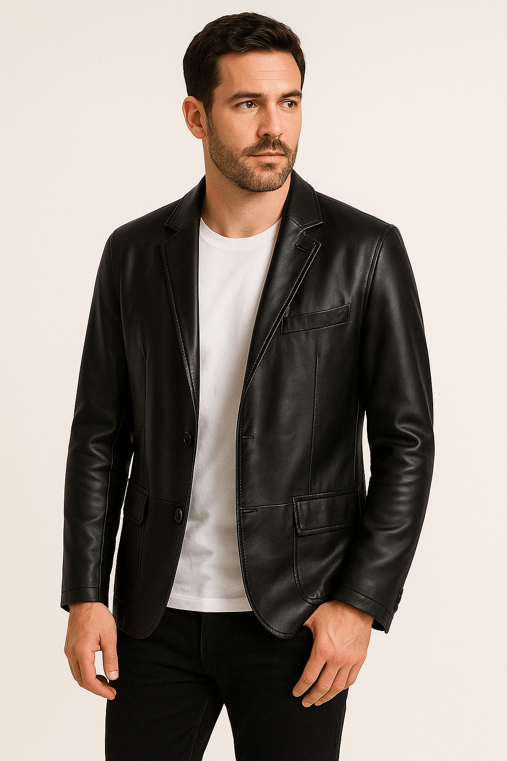 Klassische Reverskragen Lederjacke
