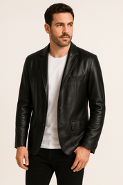 Klassische Reverskragen Lederjacke