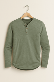 Klassisches Langarm Henley Shirt