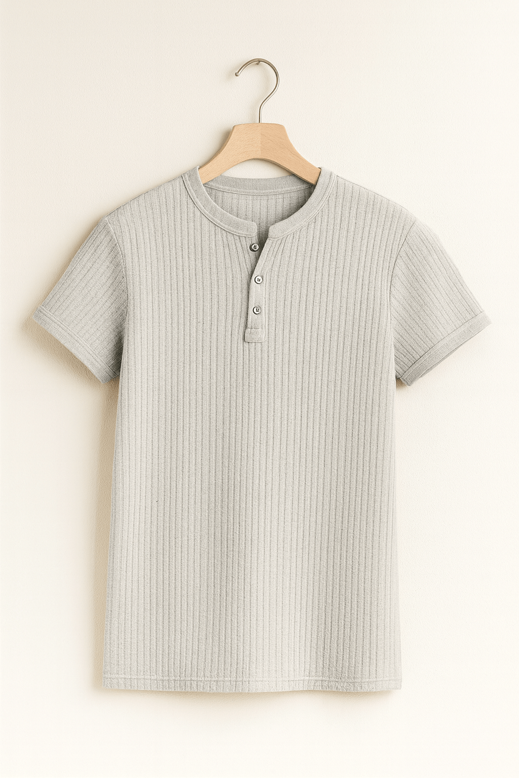 Geripptes Henley Kurzarmhemd