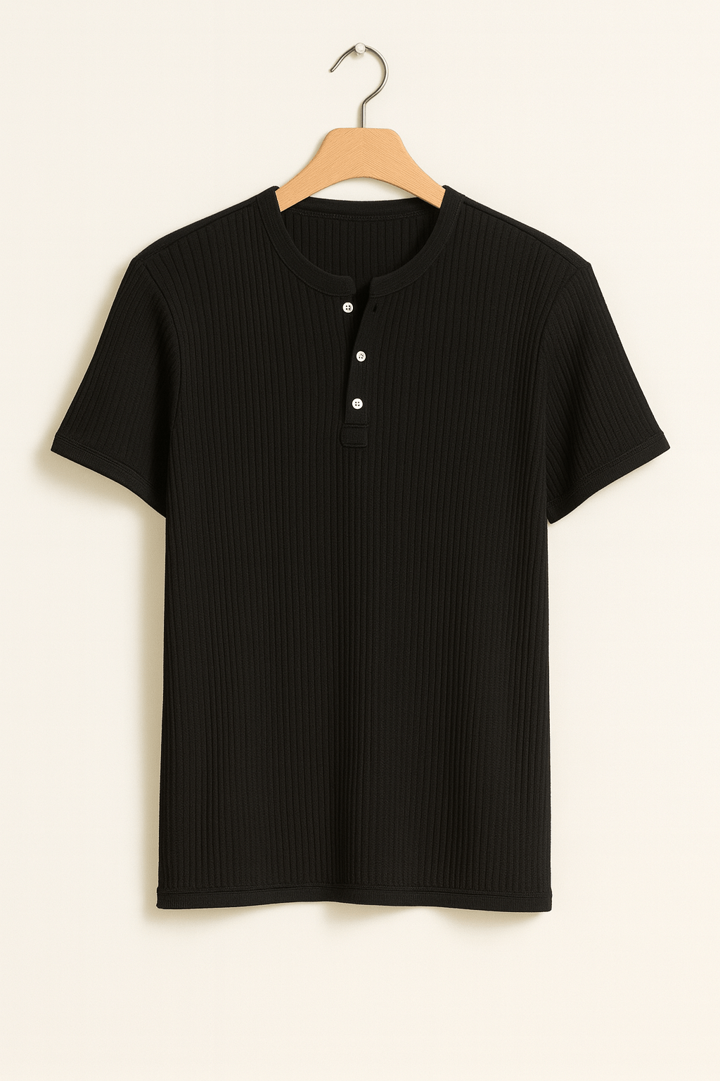 Geripptes Henley Kurzarmhemd