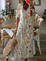Fließendes Geblümtes Maxikleid