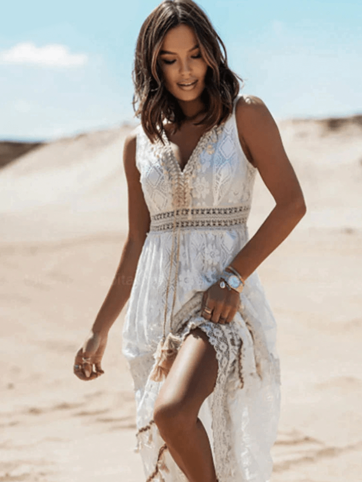 Bohème Stil Maxi Kleid