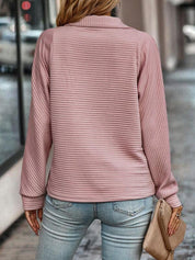 Half Zip V-Ausschnitt Pullover Damen