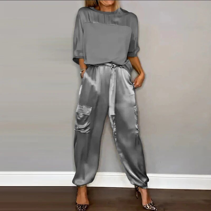 Bequemes Zweiteiliges Blusen- Hosen Set
