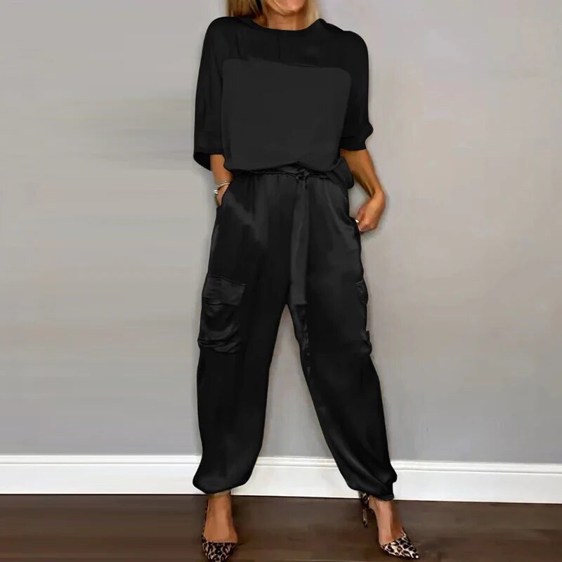 Bequemes Zweiteiliges Blusen- Hosen Set