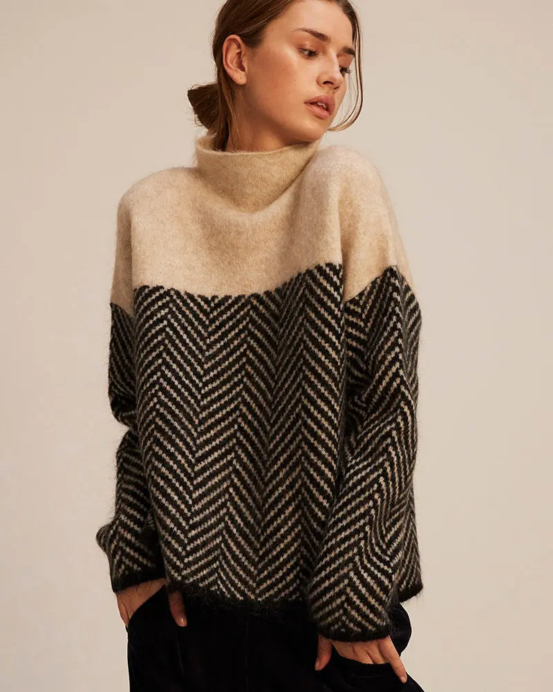 Dory Zweifarbiger Rollkragenpullover aus Baumwolle Sedore