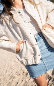 Übergroße Tweed Bomberjacke