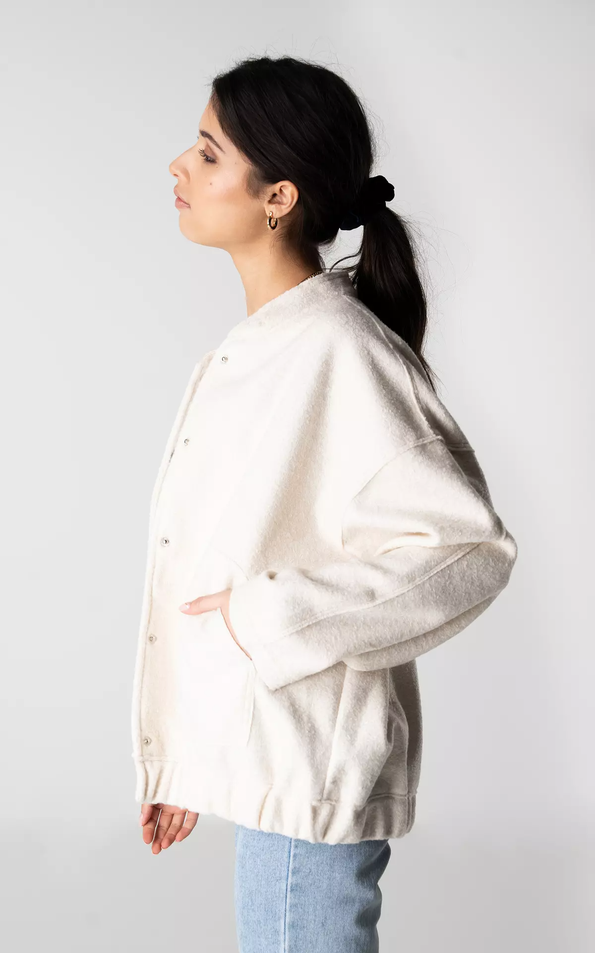 Übergroße Tweed Bomberjacke